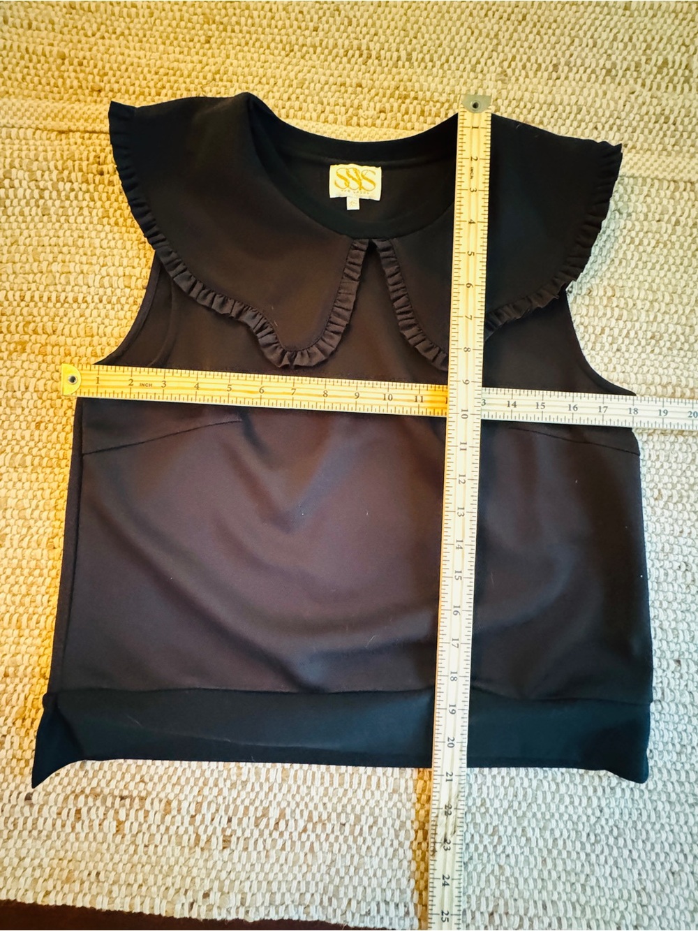 SSYS Pippa Sleeveless Top Black XS 4/6 Peter Pan Ruffle Collar Preppy - Picture 4 of 7